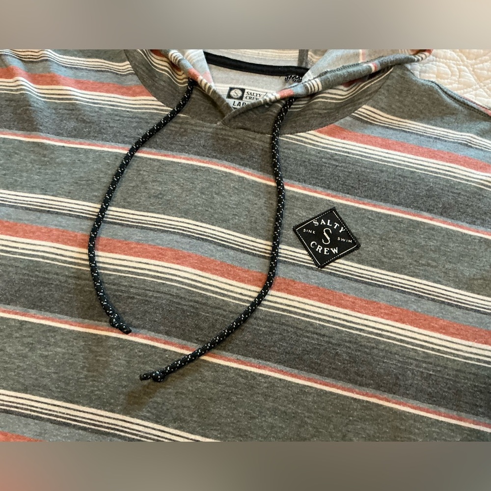 Salty Crew Crewser Long Sleeve Striped Hoodie Shirt Mens size Large - Picture 4 of 11